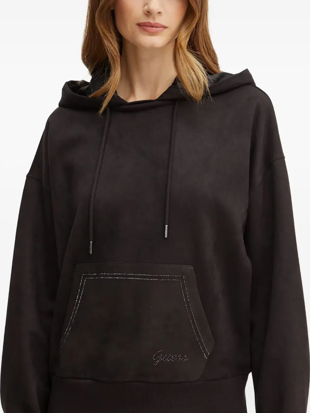 Guess Usa Pocket Logo Hoodie In Black
