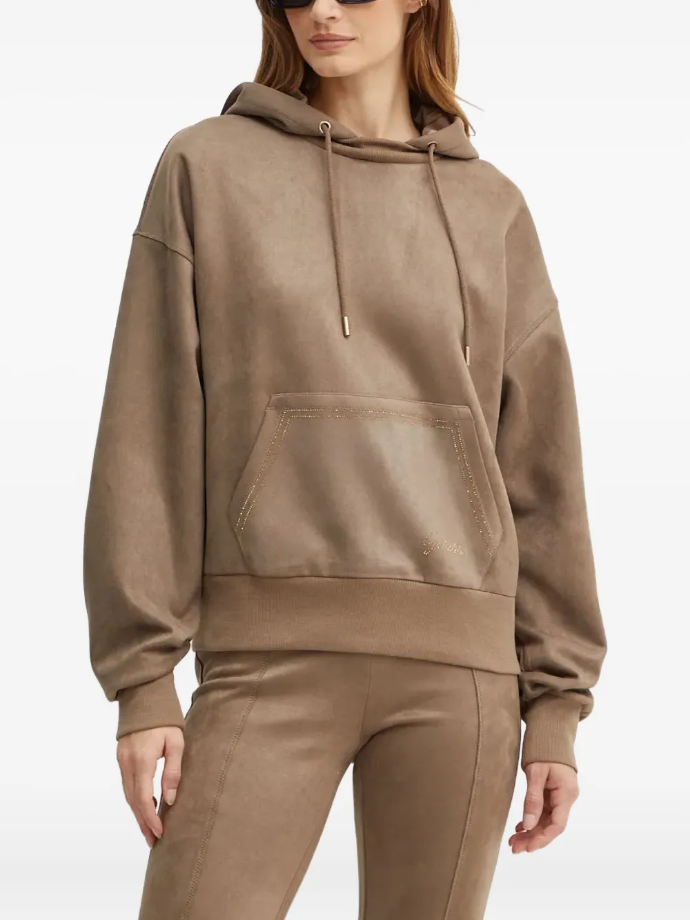 GUESS USA pocket drawstring hoodie | Brown | Image 1