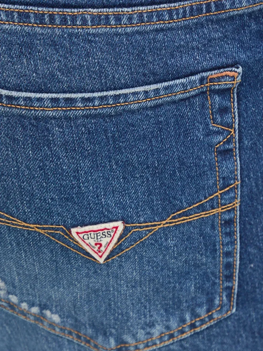 Guess Usa Logo-patch Jeans In Blue