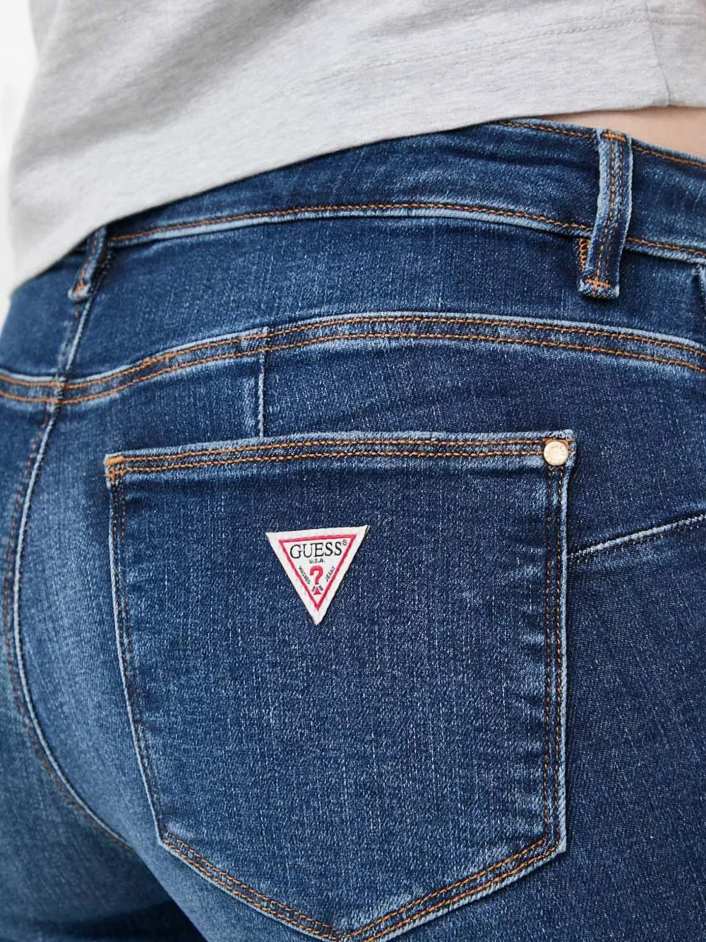 Guess Usa Triangle-logo Jeans In Blue