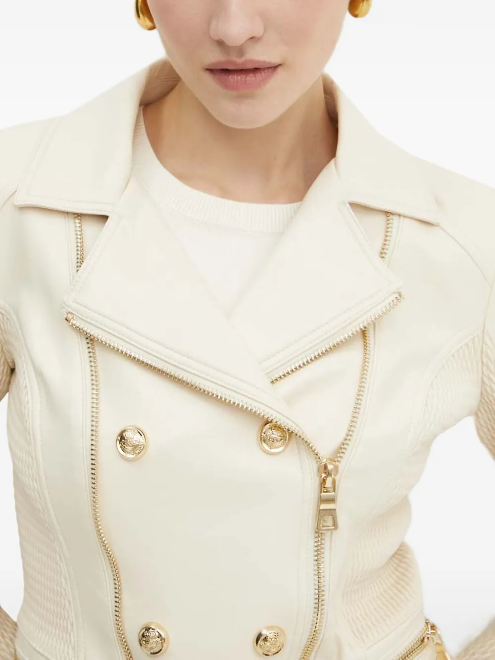 GUESS USA Jack met ceintuur en dubbele rij knopen Beige