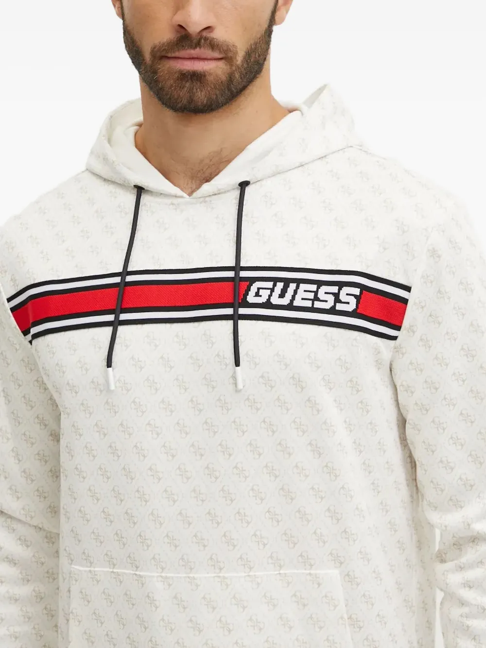 GUESS USA Hoodie met logostreep Wit