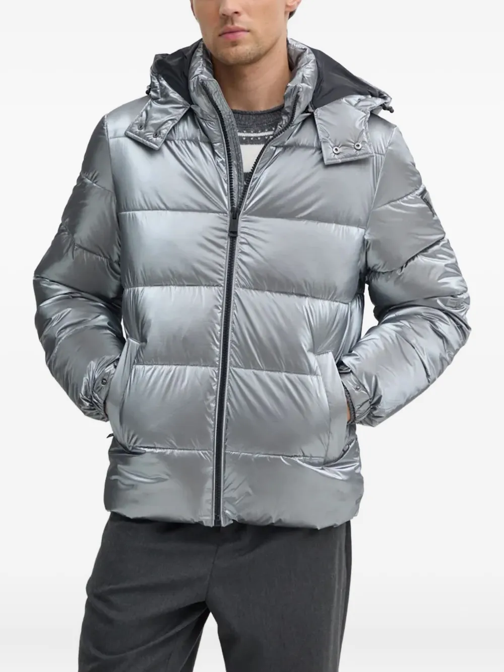GUESS USA chamarra capitonada con capucha | plateado | Image 1