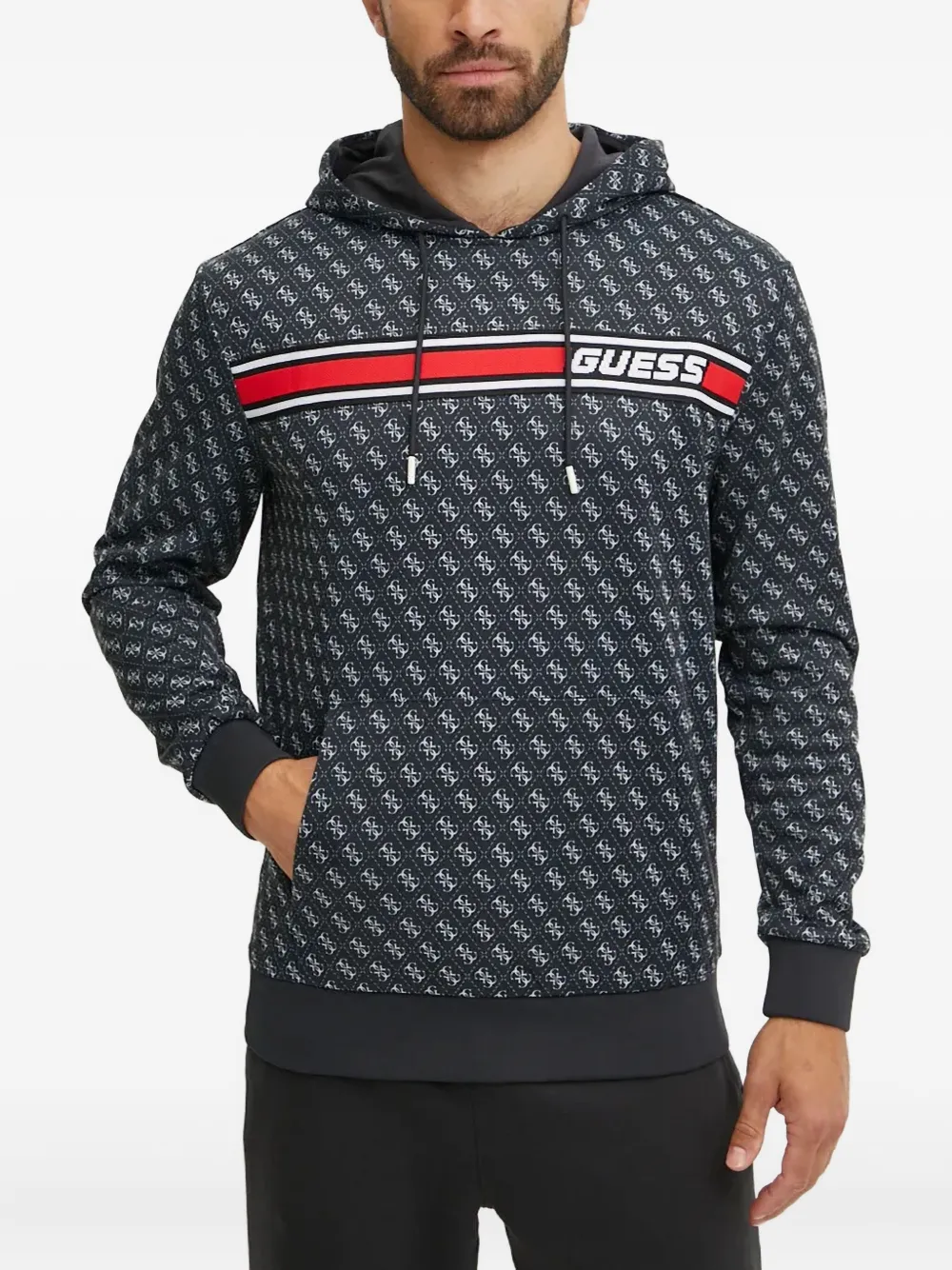 GUESS USA patterned hoodie | Black | Image 1