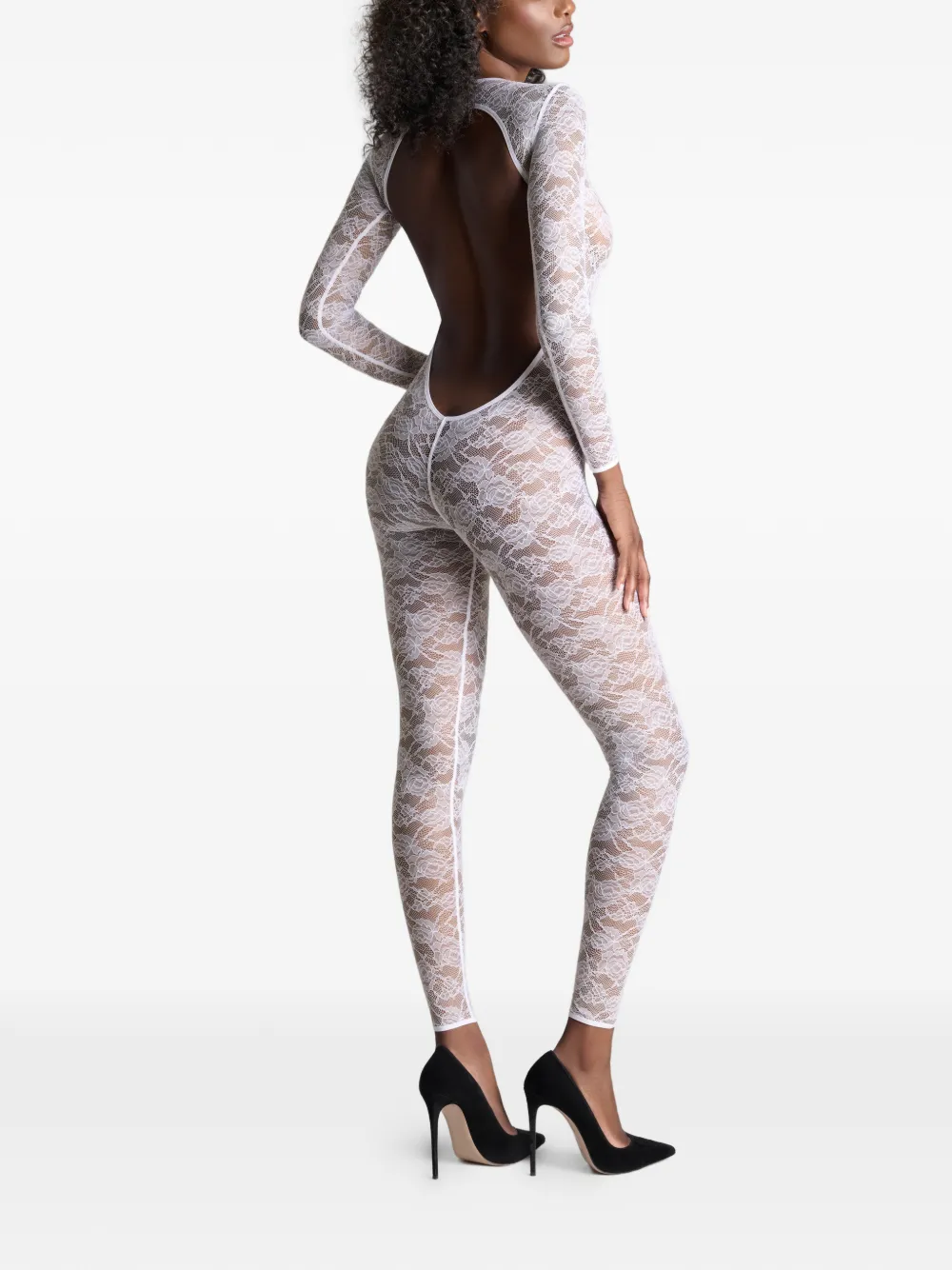 Maison Close Flashback jumpsuit met open achterkant Wit