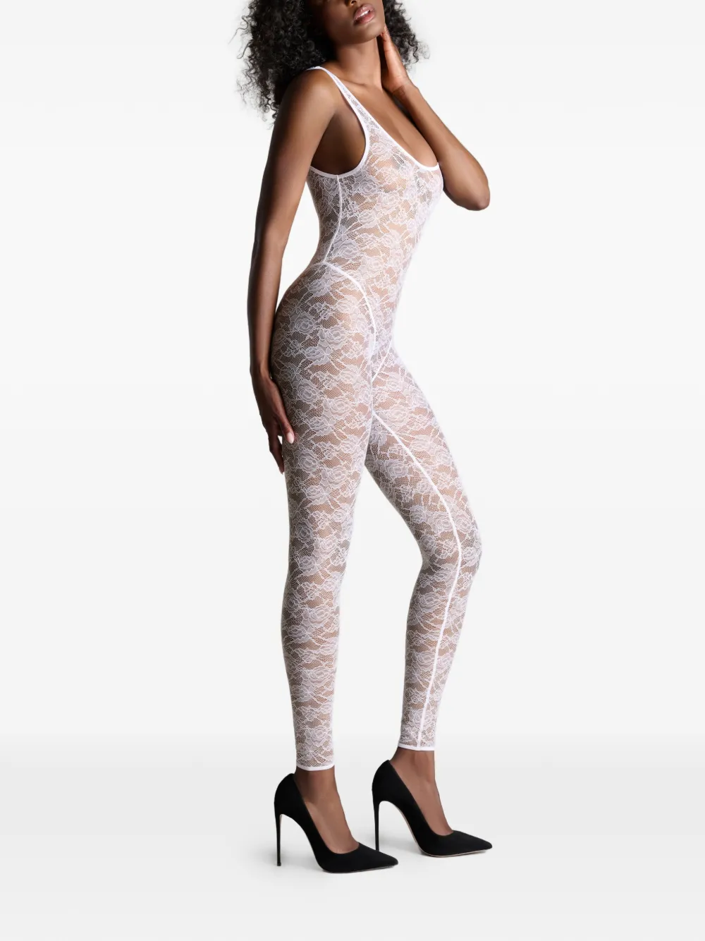 Maison Close Flashback jumpsuit met open achterkant Wit