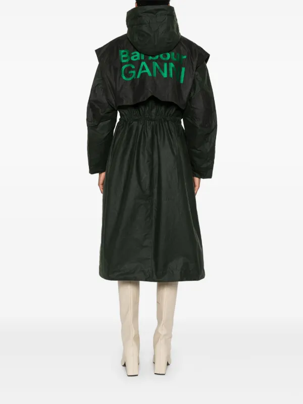 Barbour x Ganni Waxed Parka Coat | Green | FARFETCH