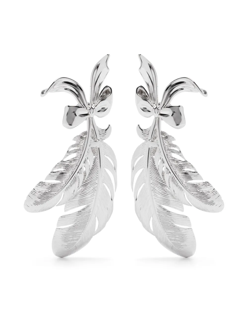 SHUSHU/TONG x YVMIN レイヤード フェザーピアス - シルバートーン SHUSHU/TONG x YVMIN レイヤード フェザーピアス - シルバートーン