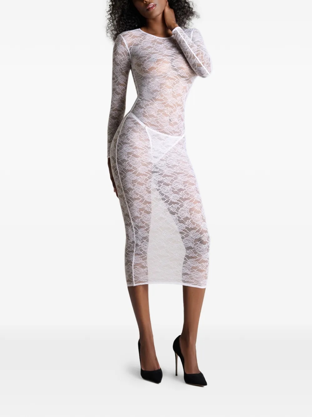  Maison Close Flashback Long-sleeve Midi Dress - White 
