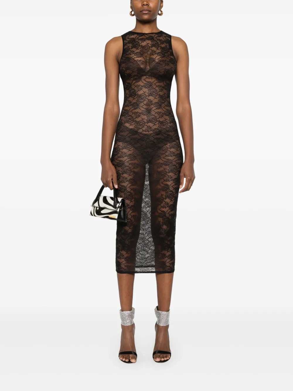 Maison Close Midi-jurk met kant - Zwart