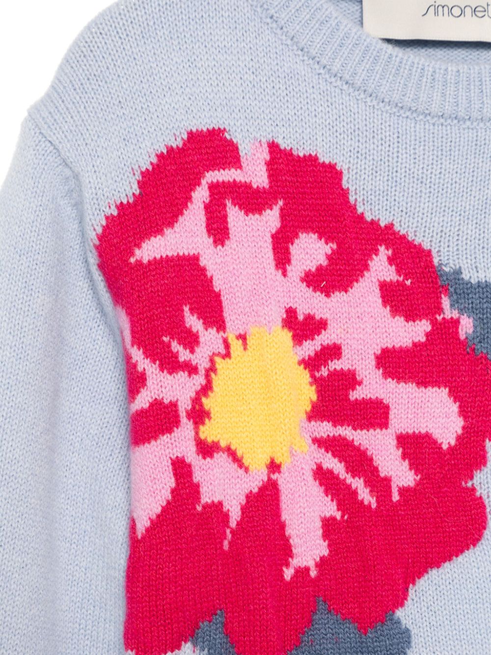 Simonetta Trui met bloemjacquard Blauw