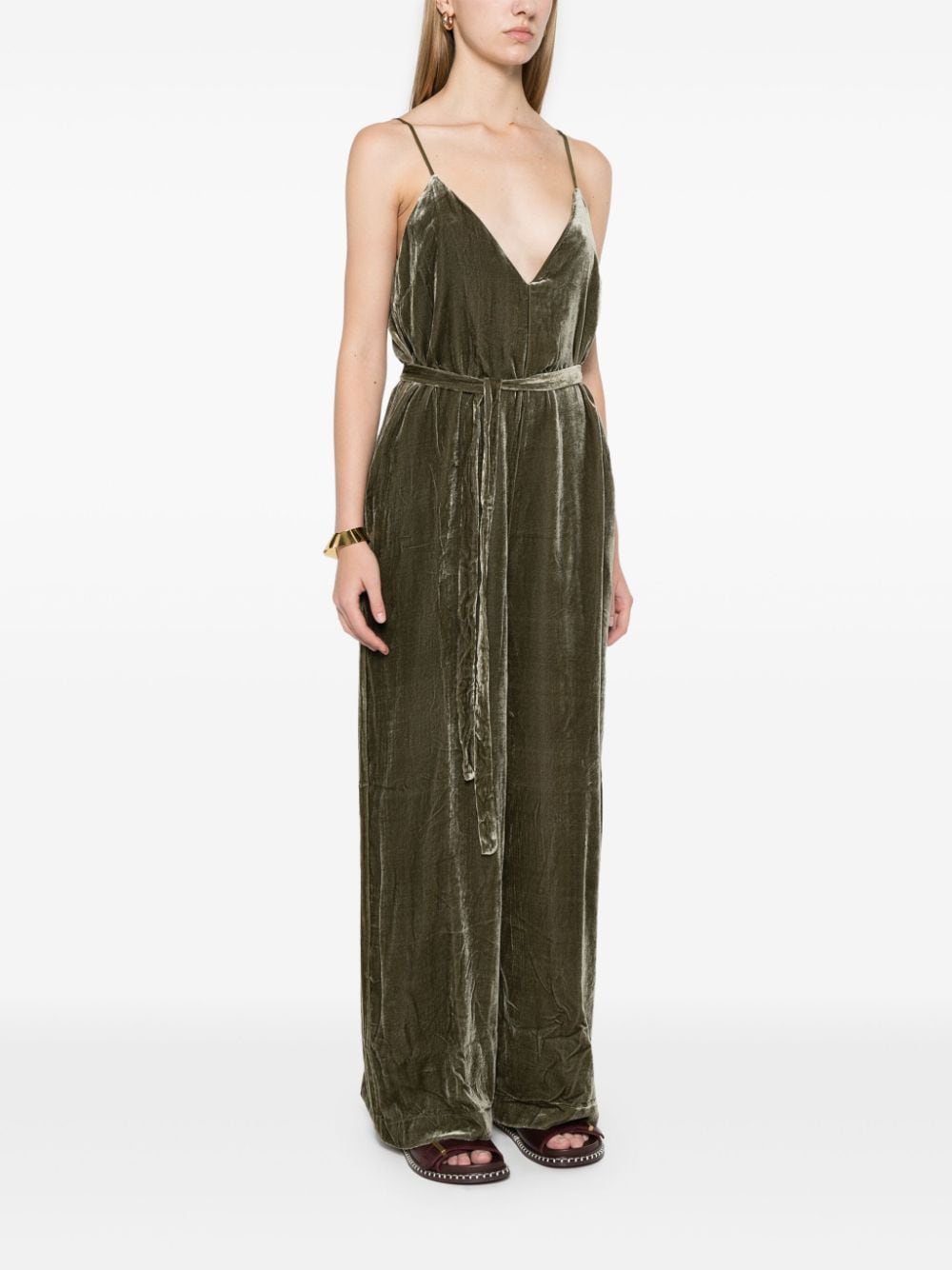 Shop Gold Hawk Velvet Jumpsuit In Grün