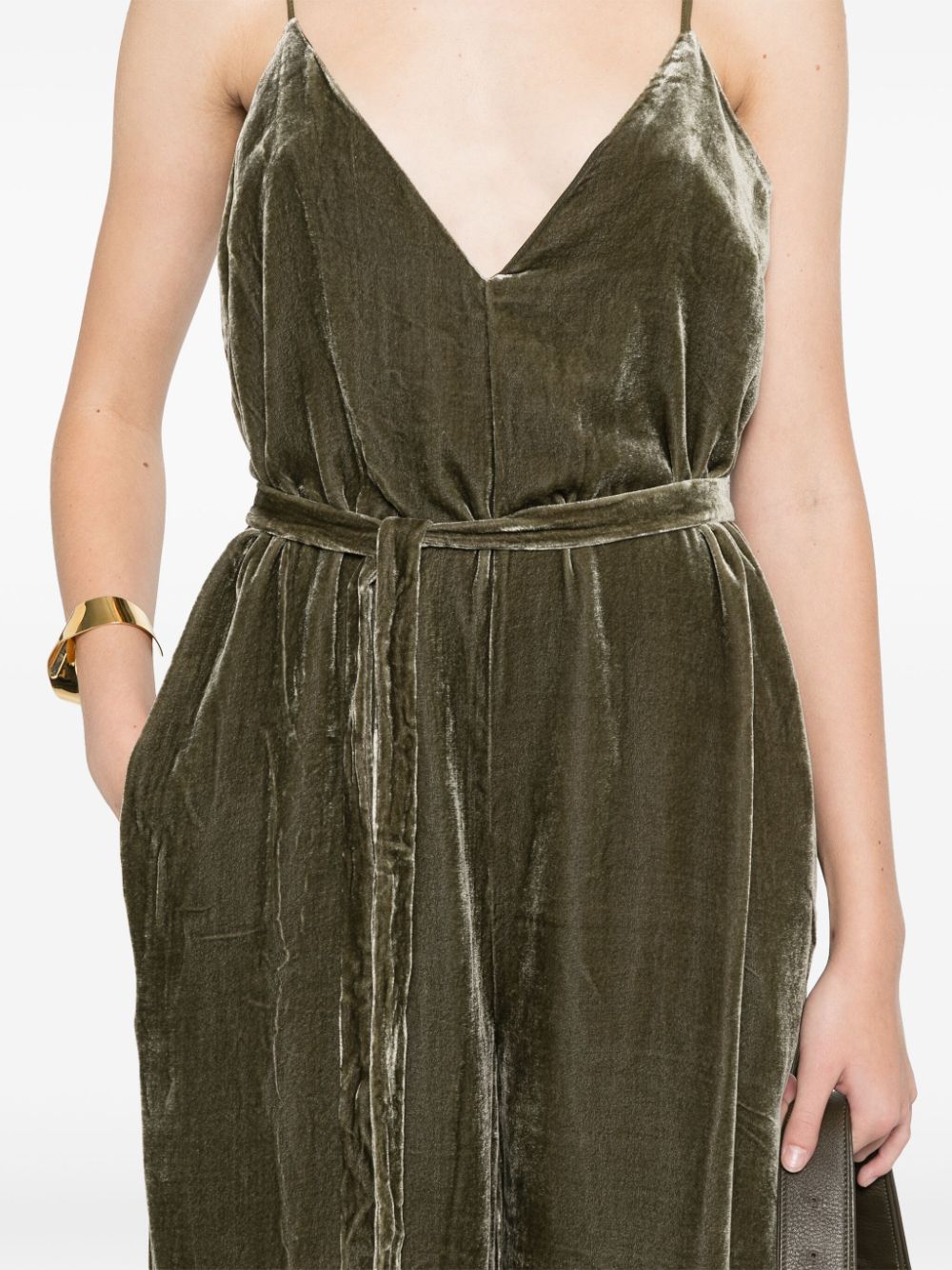 Shop Gold Hawk Velvet Jumpsuit In Grün