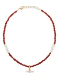 Sandralexandra pearl T-bar necklace - Gold
