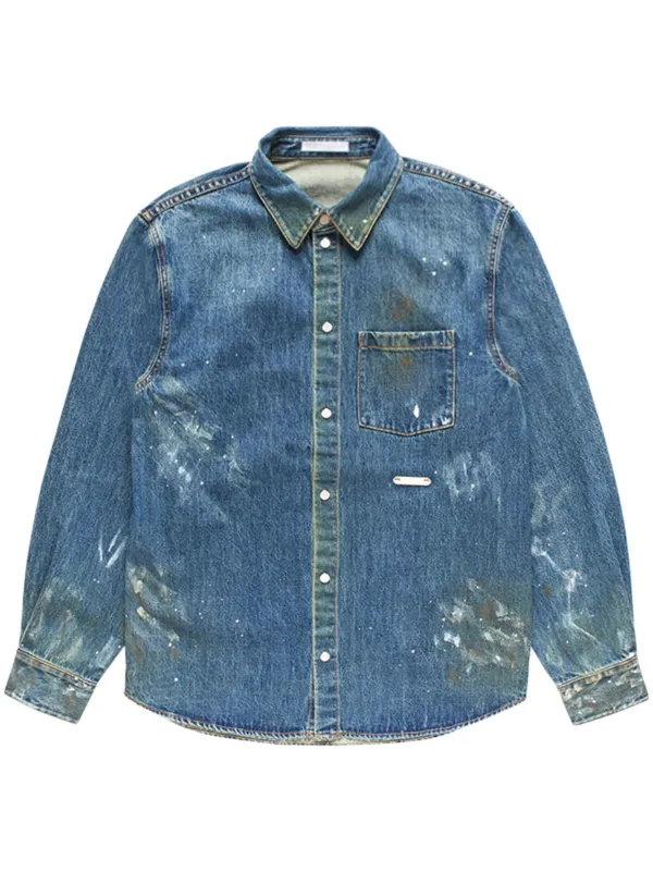 Helmut Lang ペイント デニムシャツ | ブルー | FARFETCH JP