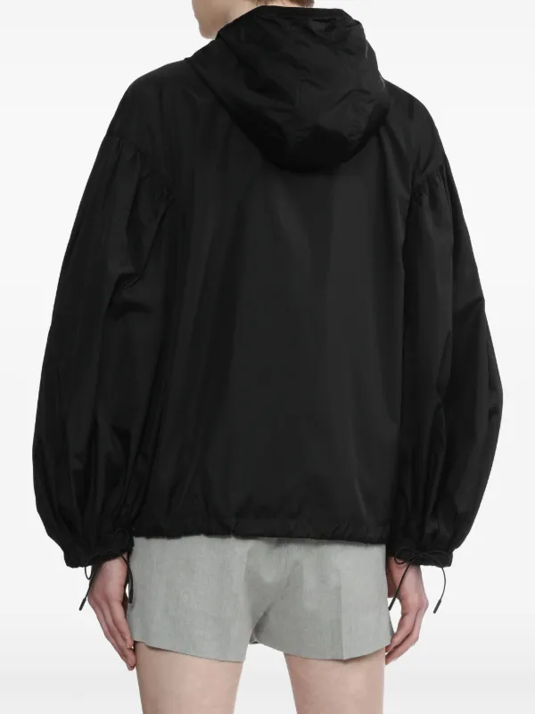 Simone Rocha PUFF SLEEVE TECH NYLON JACKET WITH PRESSED ROSE BLACK 