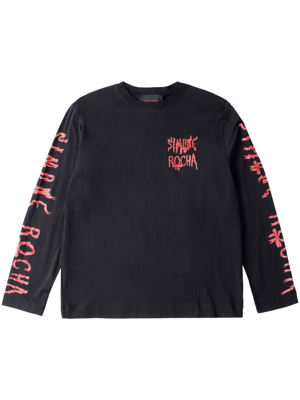 Simone Rocha ribbon logo long-sleeve T-shirt - Black