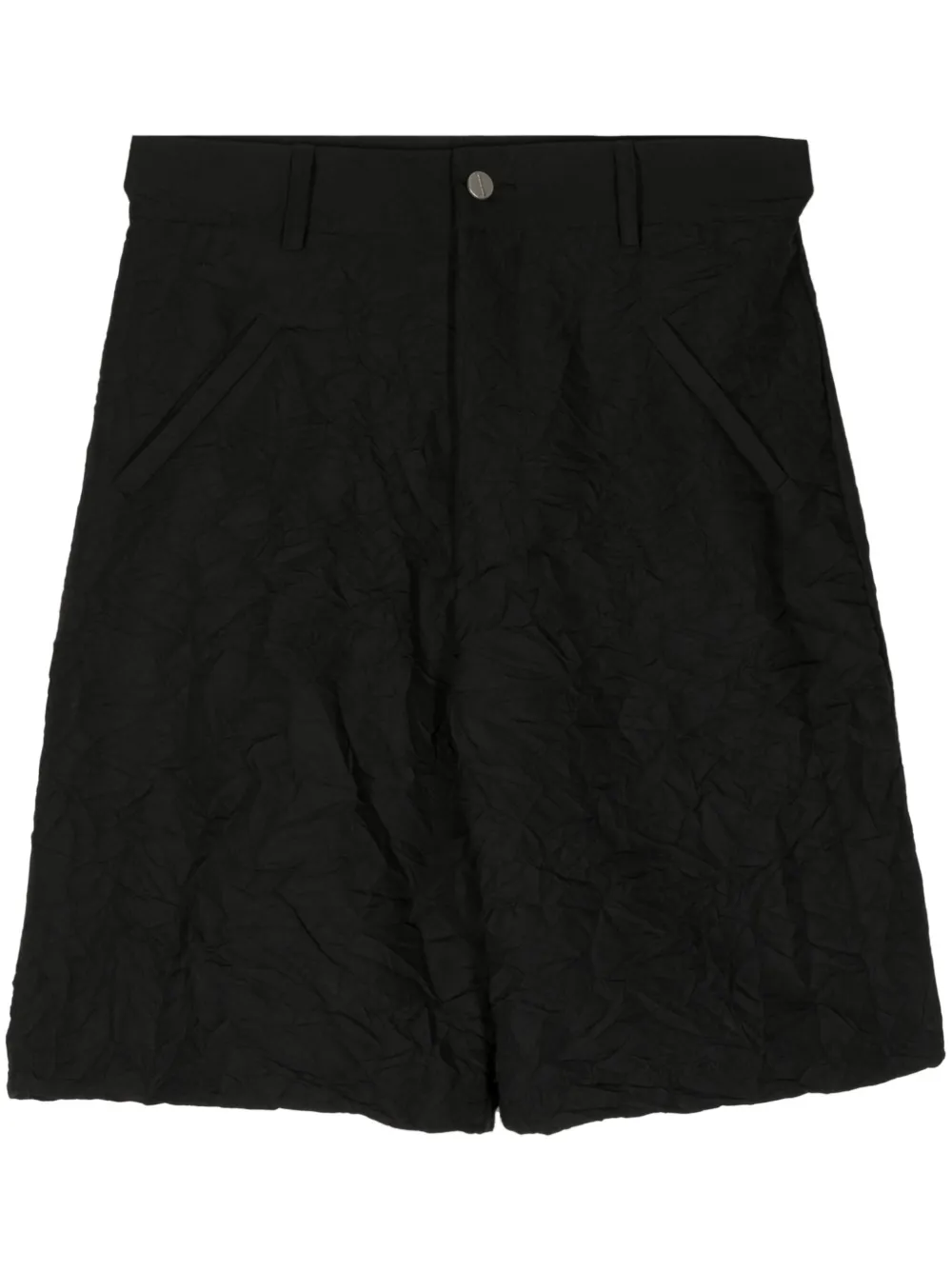 Spencer Badu Crinkled-finish Bermuda Shorts In Black