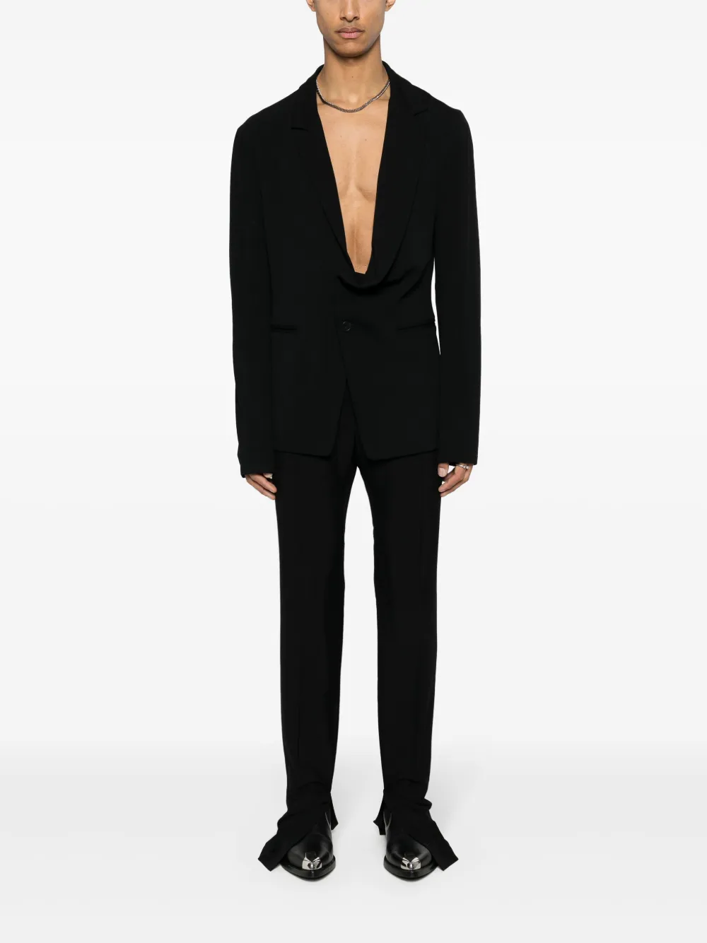 Ann Demeulemeester Blazer met enkele rij knopen - 099 BLACK