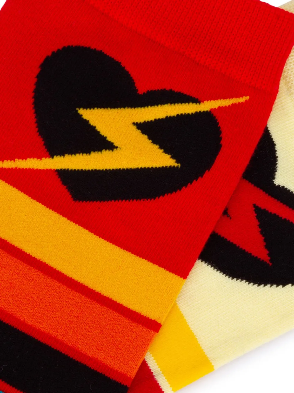 Wee Monster Heart Socks In Red