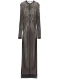 Jean Paul Gaultier spiral-print mesh maxi dress - Black