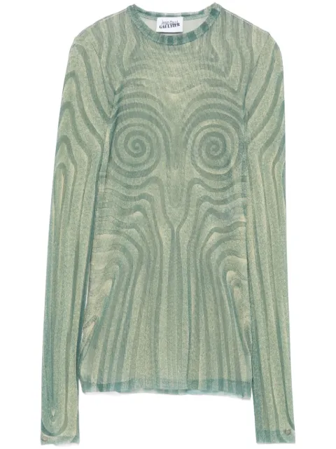 Jean Paul Gaultier spiral-print mesh top