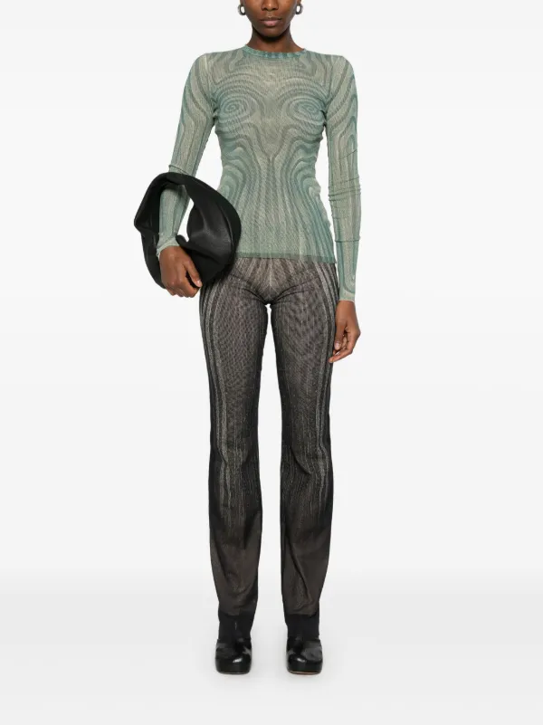 Jean Paul Gaultier spiral-print Mesh Top | Green | FARFETCH