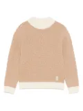 Eleventy Kids logo-patch sweater - Brown