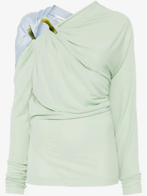 Victoria Beckham top drapeado manga larga