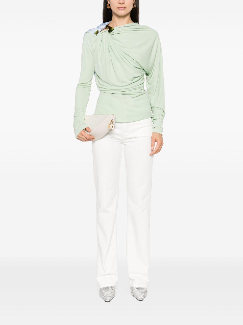 Victoria Beckham draped long-sleeve top - Groen