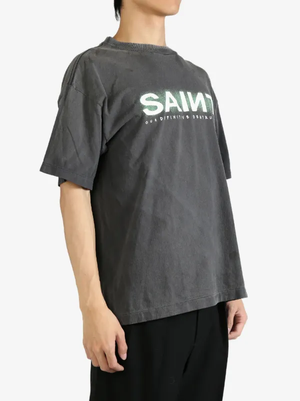 SAINT MXXXXXX logo-print Cotton T-shirt | Grey | FARFETCH