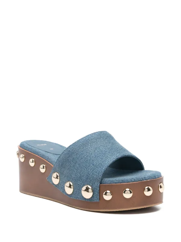 MAJE [マージ] Denim Studded Wedge Mules Denim studded wedge mules Blue For Women | Maje