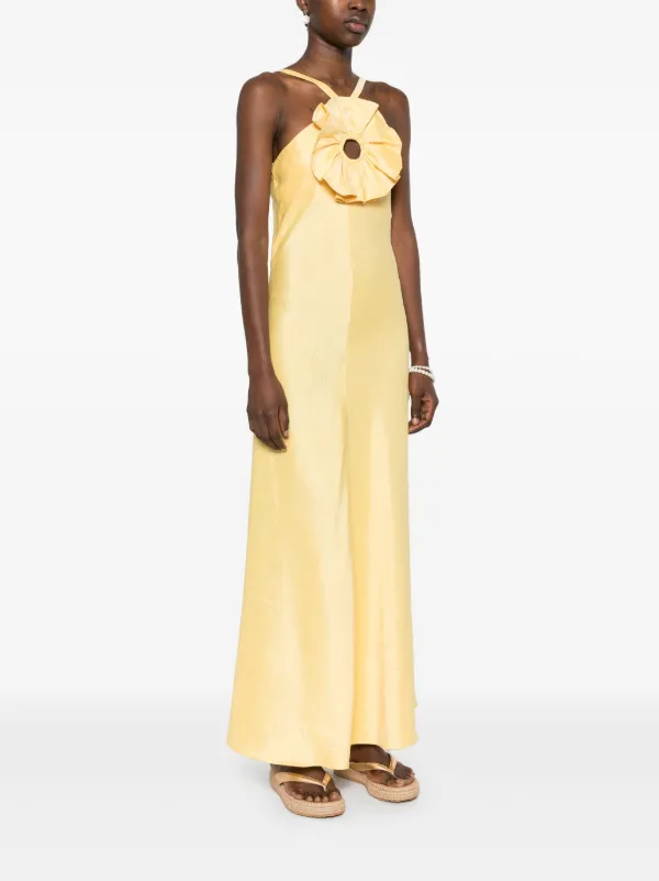 SANDRO Ruffled Maxi Dress | Yellow | FARFETCH