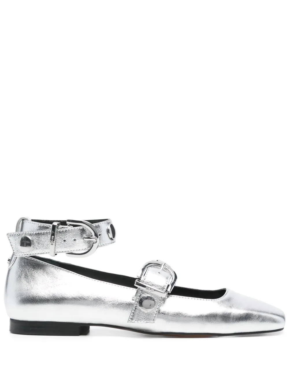 metallic-effect ballet flats