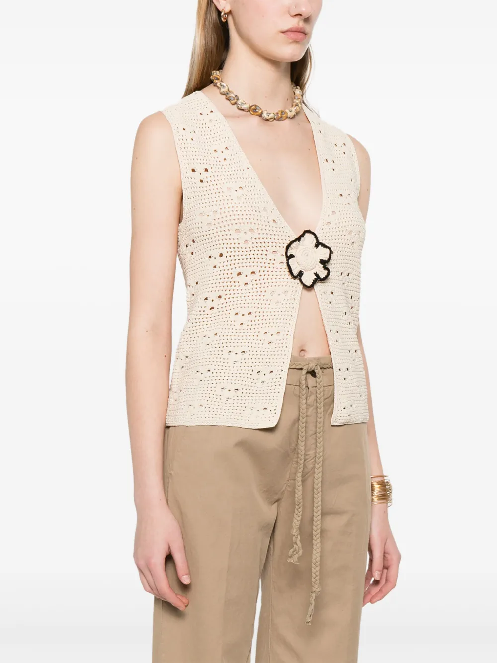 SANDRO Gehaakte top Beige