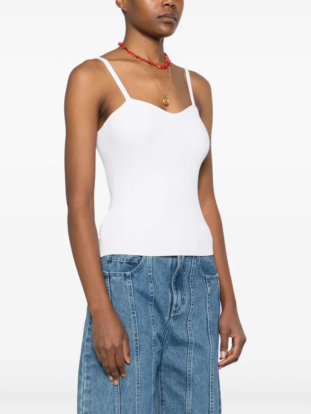 Maje Geribbelde tanktop Wit