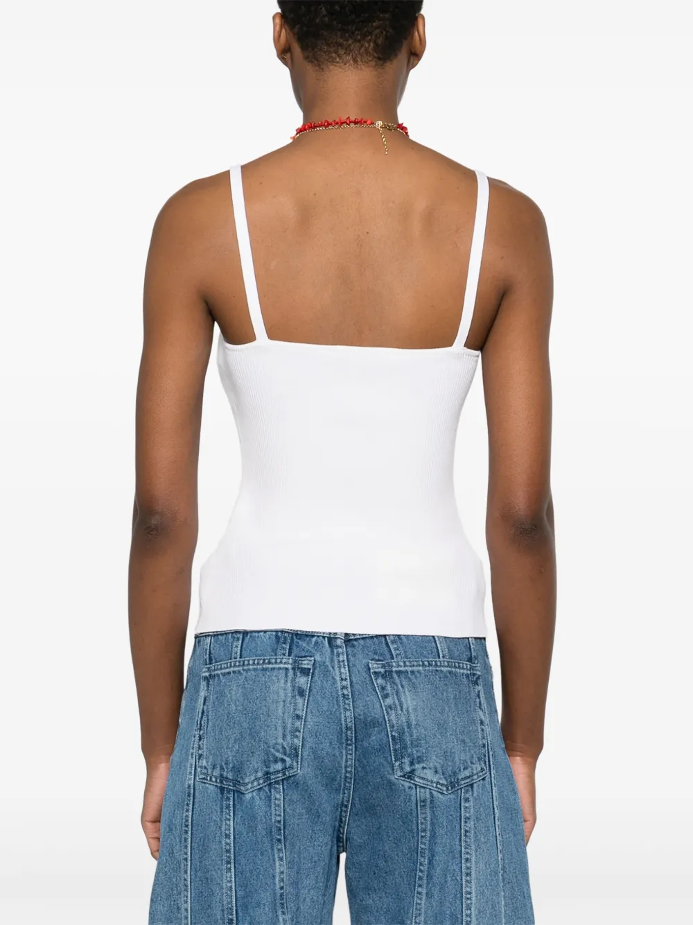 Maje Geribbelde tanktop Wit