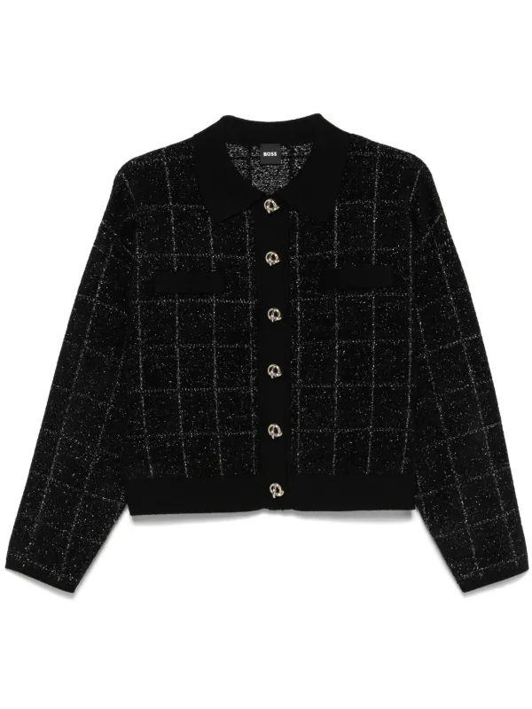 BOSS クロップド ツイードジャケット | ブラック | FARFETCH JP