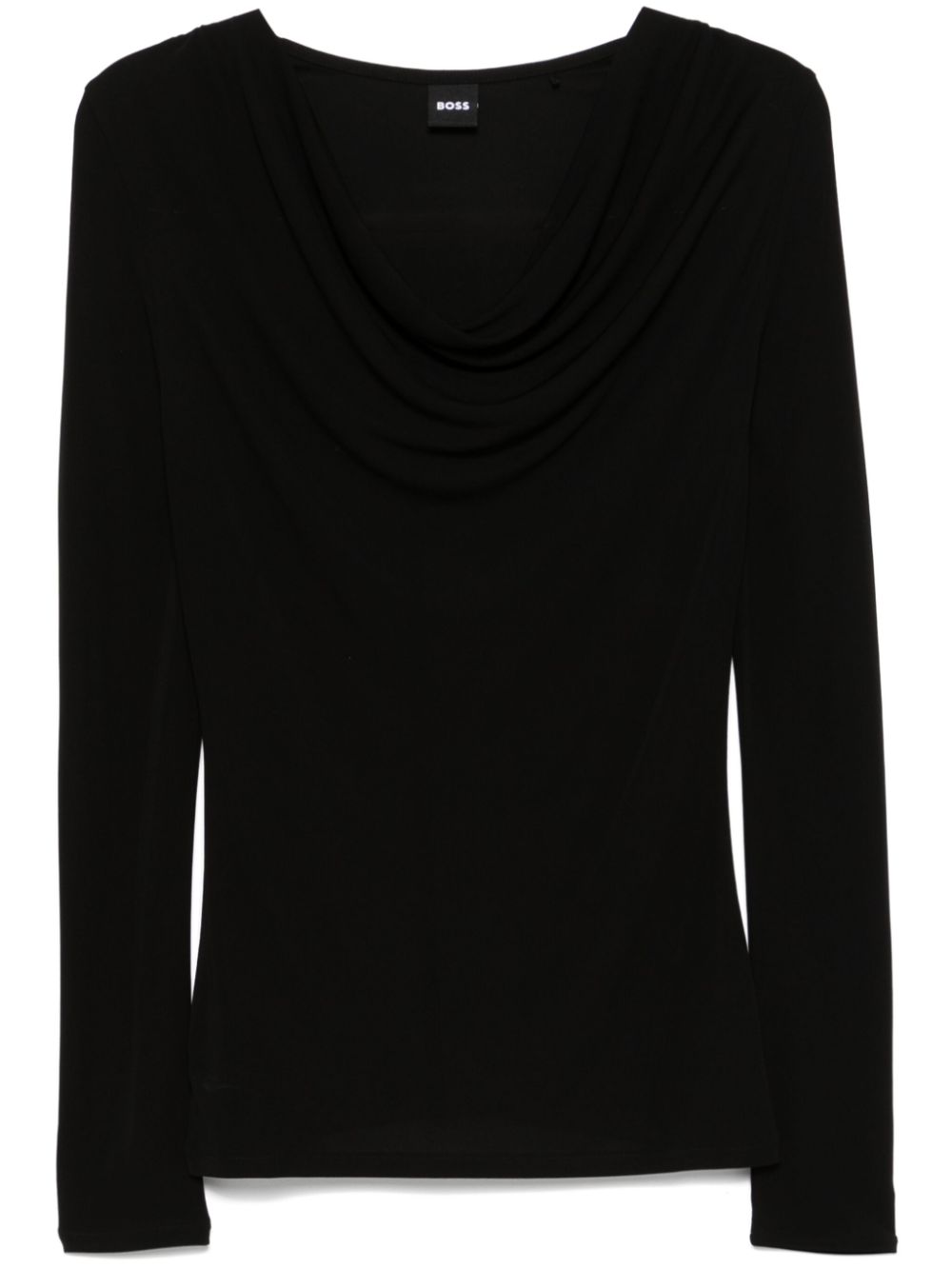 BOSS cowl-neck crepe top - Black