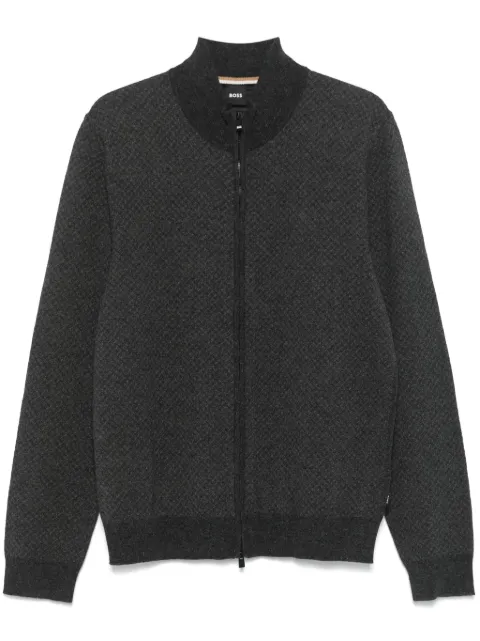 BOSS knitted zip-up cardigan