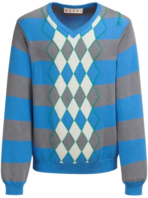 Marni argyle intarsia-knit jumper