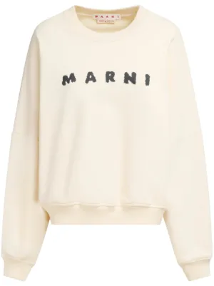 MARNI Logo-Print Sweatshirt 50 ベージュ Marni logo-print Cotton Sweatshirt | Blue | FARFETCH