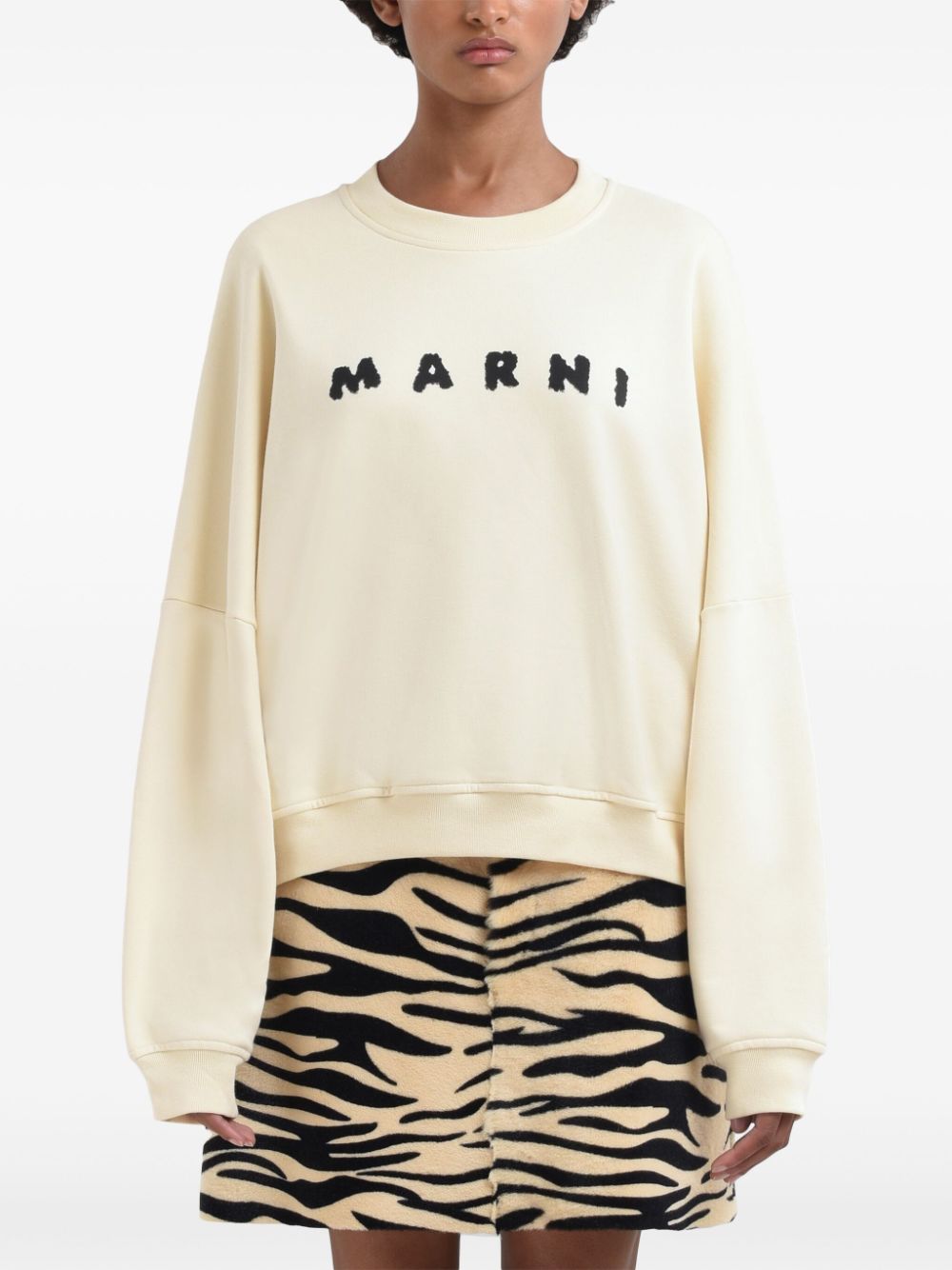 Marni Sweater met logoprint - Beige