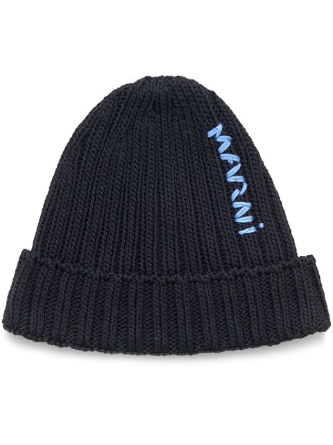 Marni logo beanie hat Men