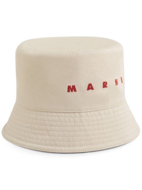 Marni logo-embroidered gabardine bucket hat Men