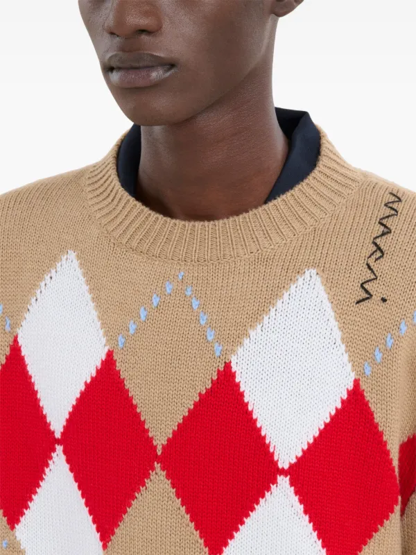 Marni アーガイル セーター | ニュートラル | FARFETCH JP