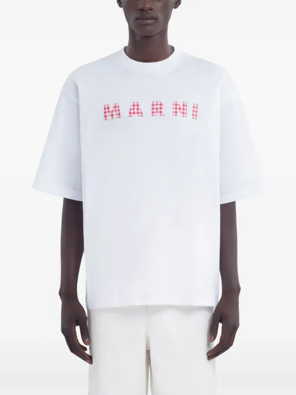 Tシャツ・カットソー MARNI Logo printed t-shirt White Wrinkled Marni Logo T-Shirt in White – www.manifest.us