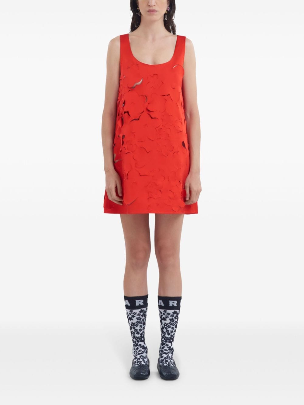 Shop Marni Textured-finish Mini Dress In Red