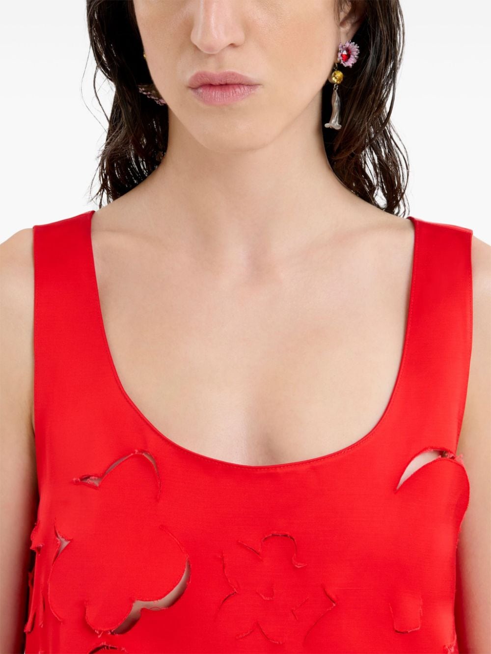 Shop Marni Textured-finish Mini Dress In Red