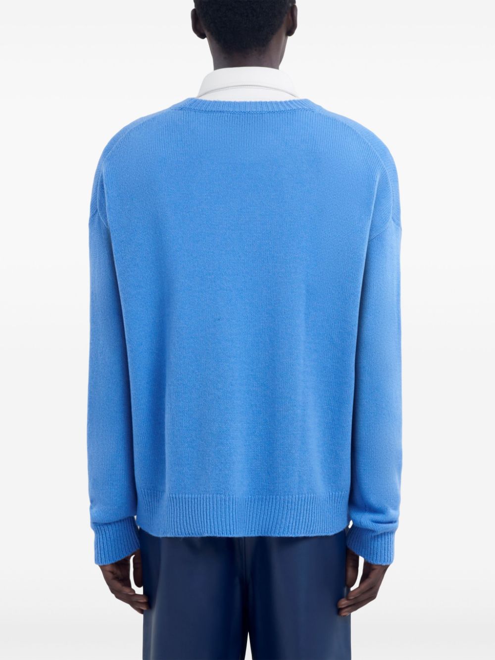 Shop Marni Logo-embroidered Jumper In Blue